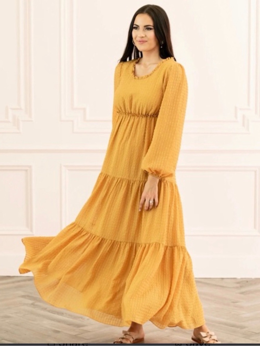 Rachel Parcell Mustard Yellow Tiered Maxi Dress